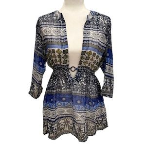 NWT Blue/ Black Patterned Cover Up Dress Size S/M